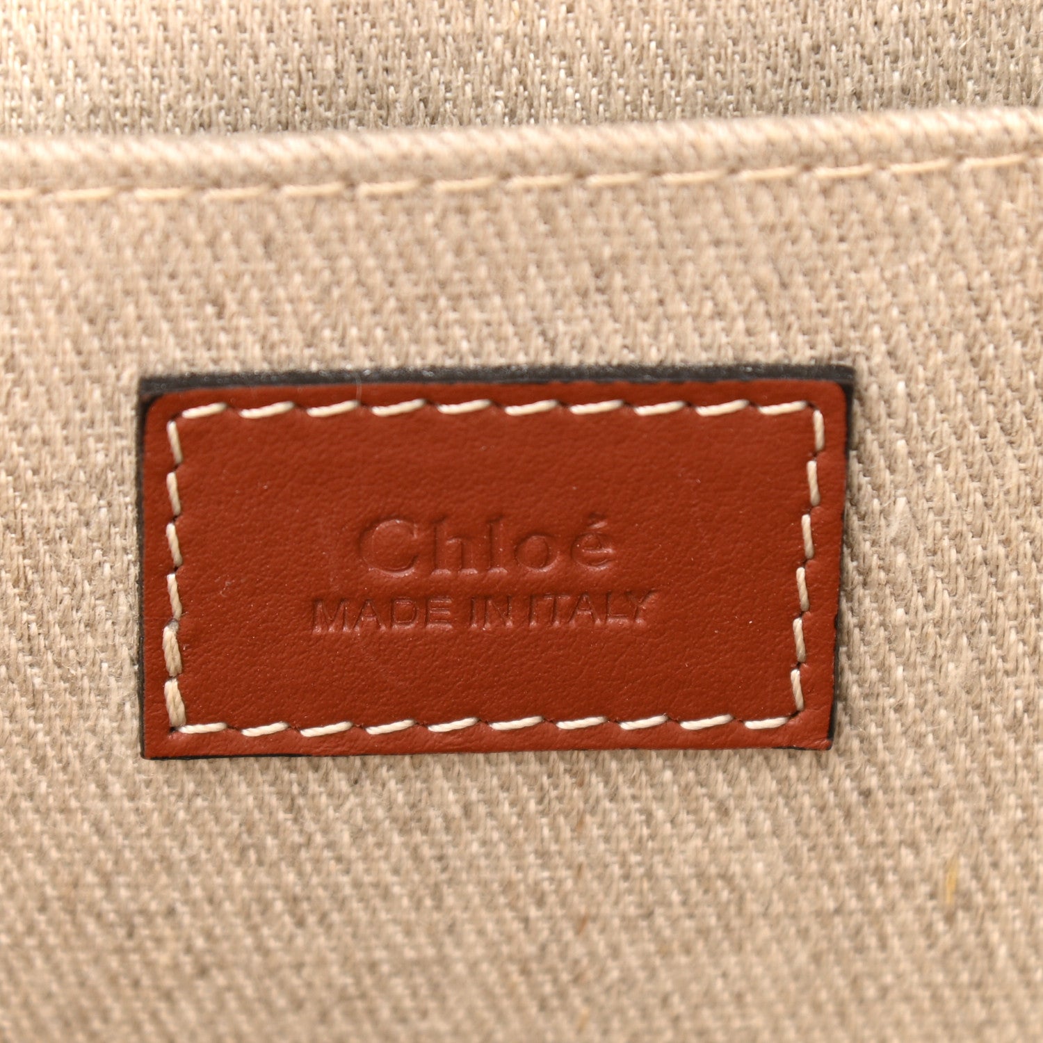 Chloe Woven Linen Large Woody Striped Ribbon Tote Sepia Brown 6 of 13