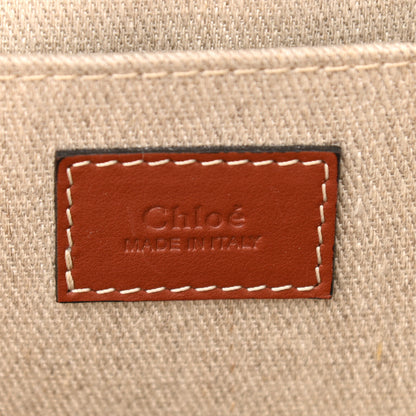 Chloe Woven Linen Large Woody Striped Ribbon Tote Sepia Brown 6 of 13