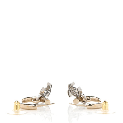 Chanel Metal Crystal CC Hoop Drop Earrings Gold 3 of 4