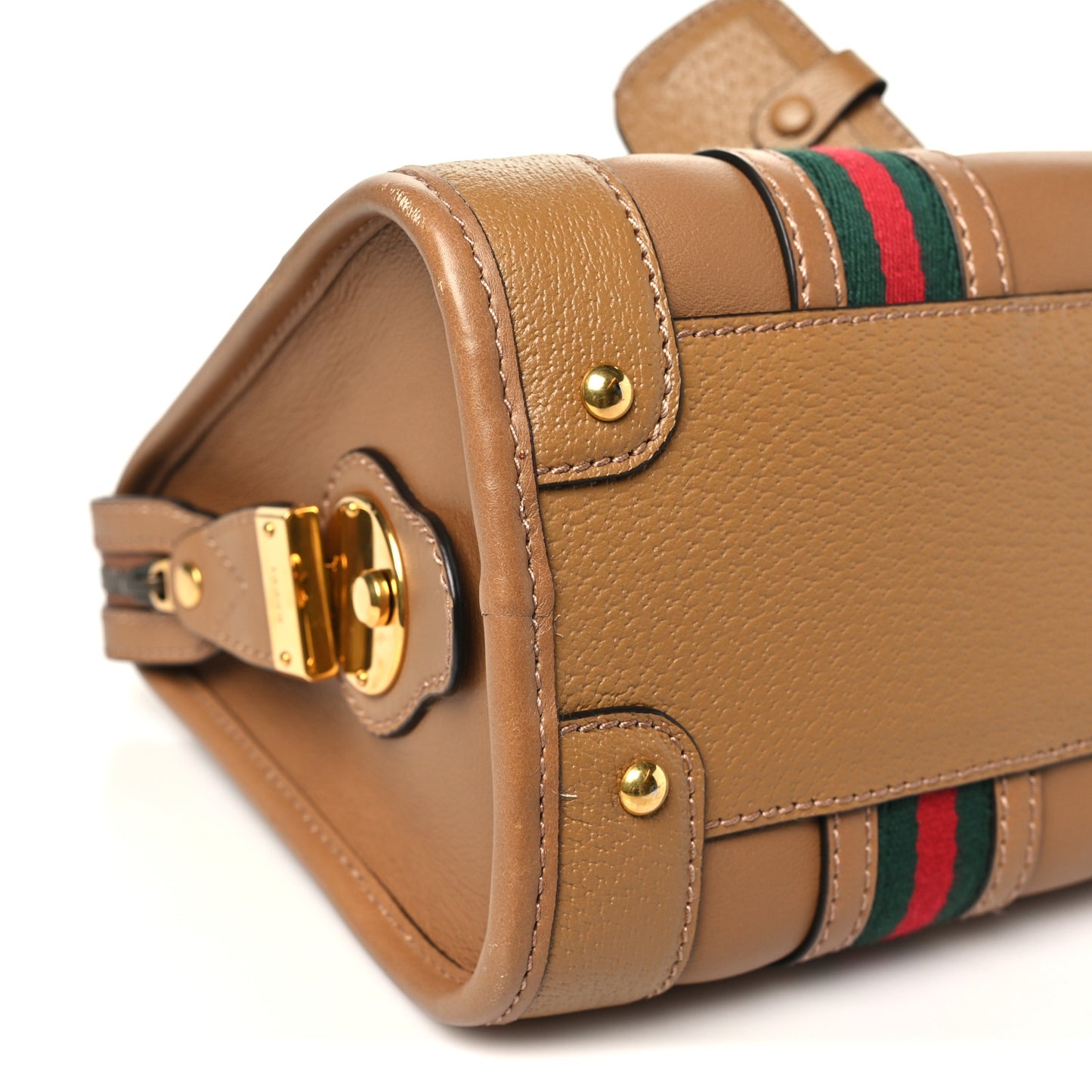 Koi Calfskin Small Bauletto Duffle Top Handle Bag Camel