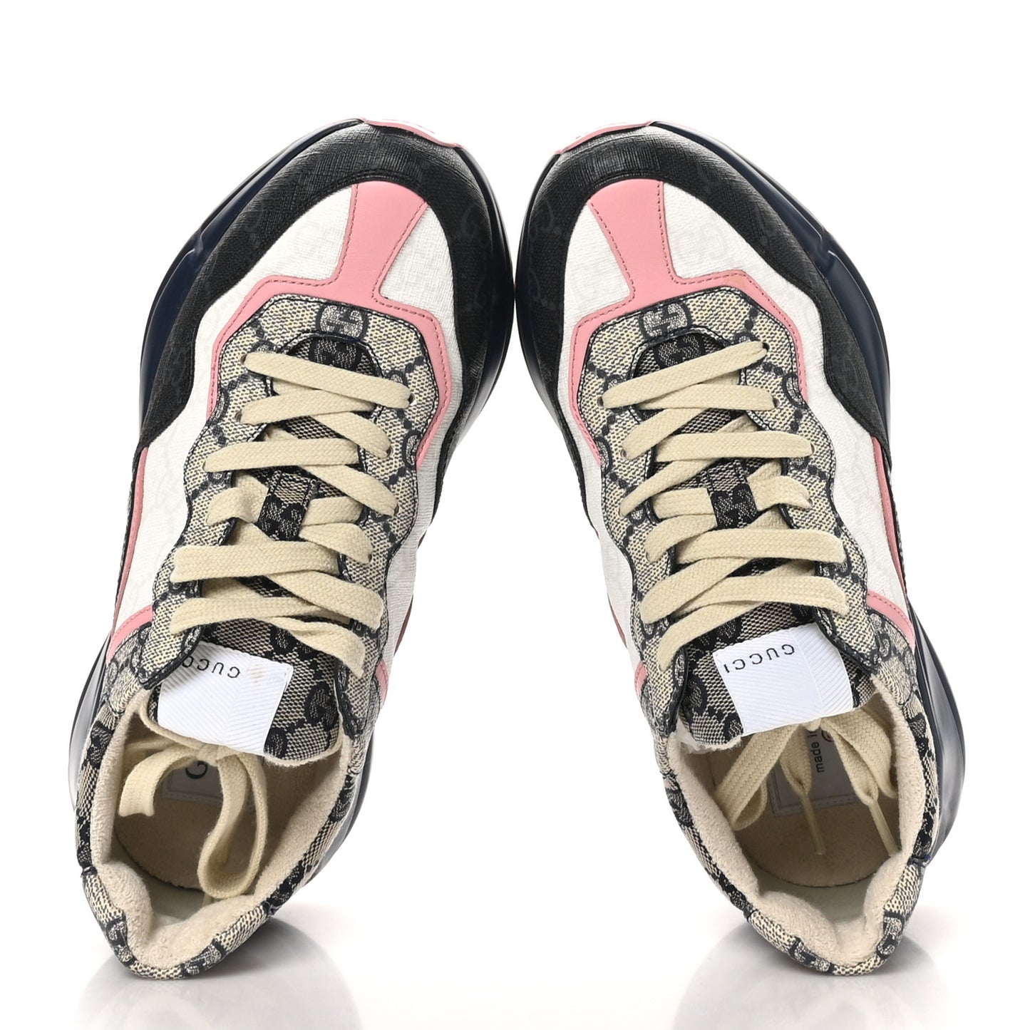 GG Supreme Monogram Mix Monogram Womens Rhyton Sneakers 36 Black Blue