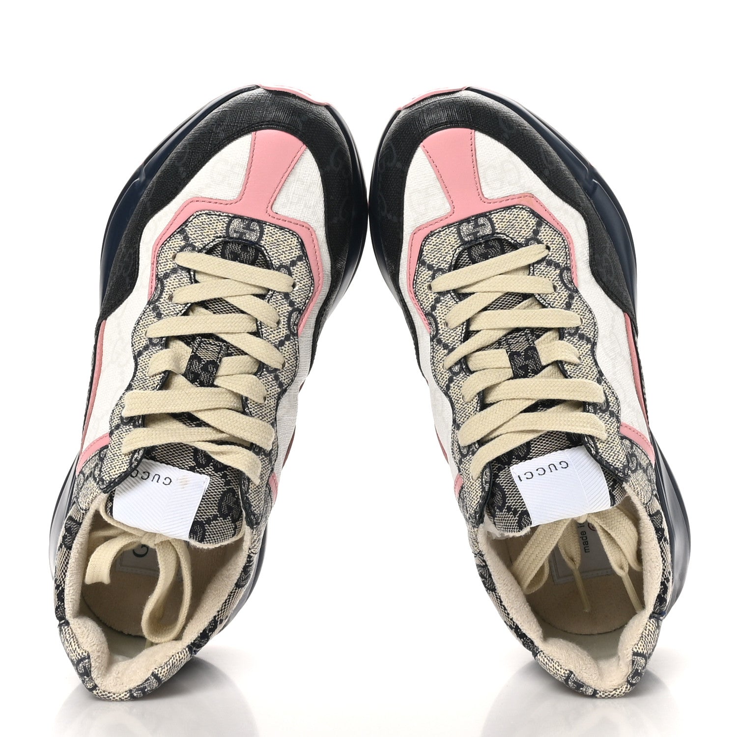 Gucci GG Supreme Monogram Mix Monogram Womens Rhyton Sneakers 36 Black Blue 2 of 10