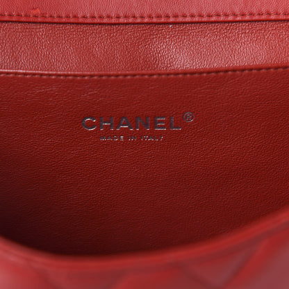 Chanel Lambskin Quilted Clutch With Chain Flap Red 8 of 11