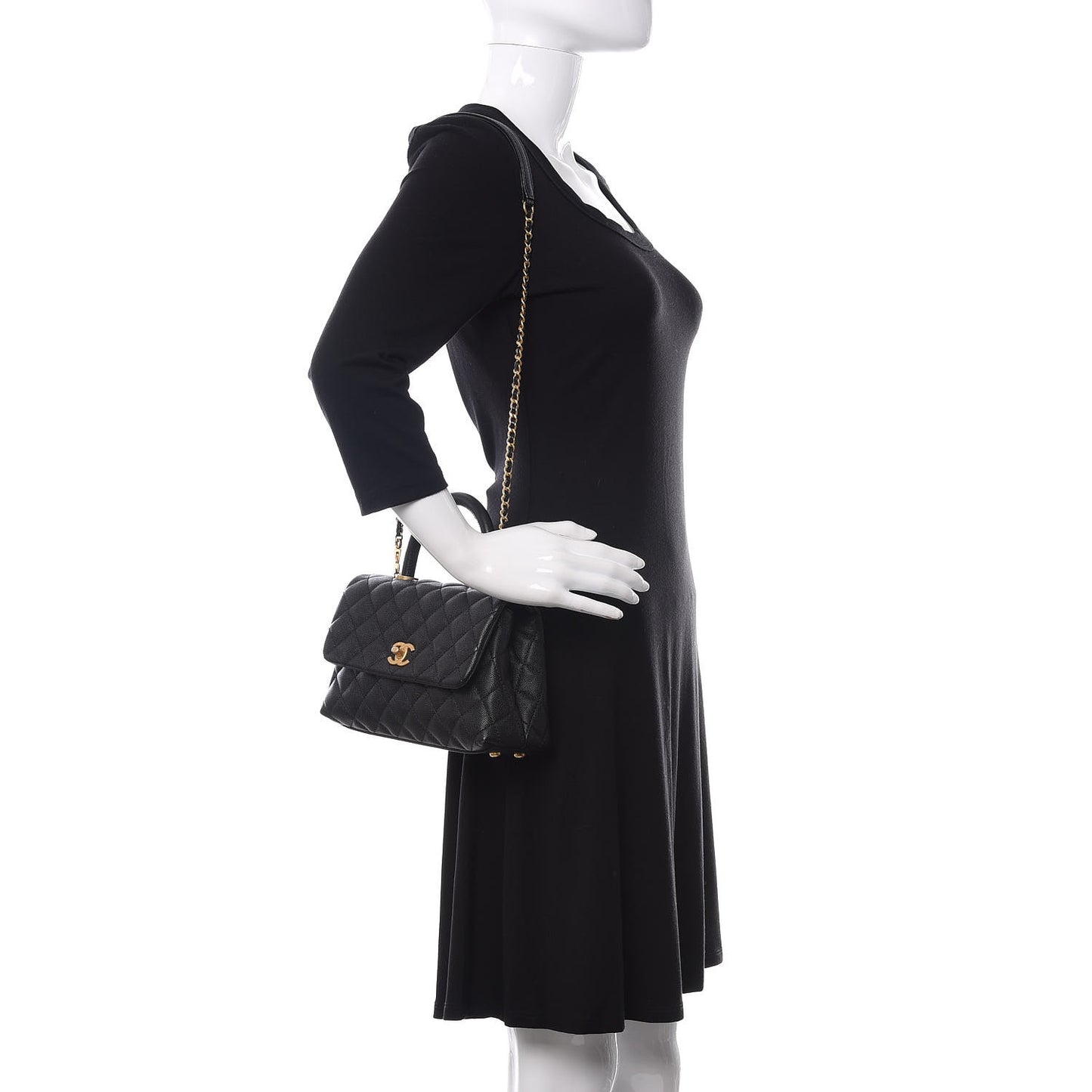 Caviar Quilted Mini Coco Handle Flap Black