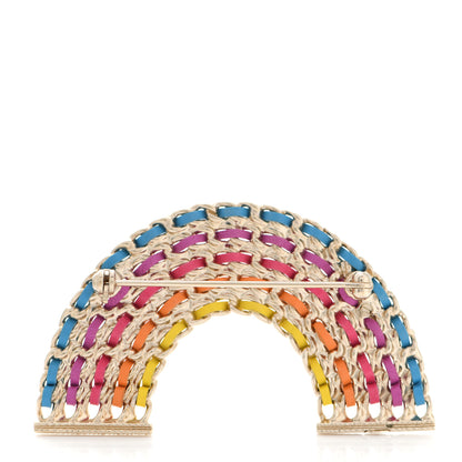 Chanel Lambskin Chain Rainbow CC Brooch Gold Multicolor 3 of 6