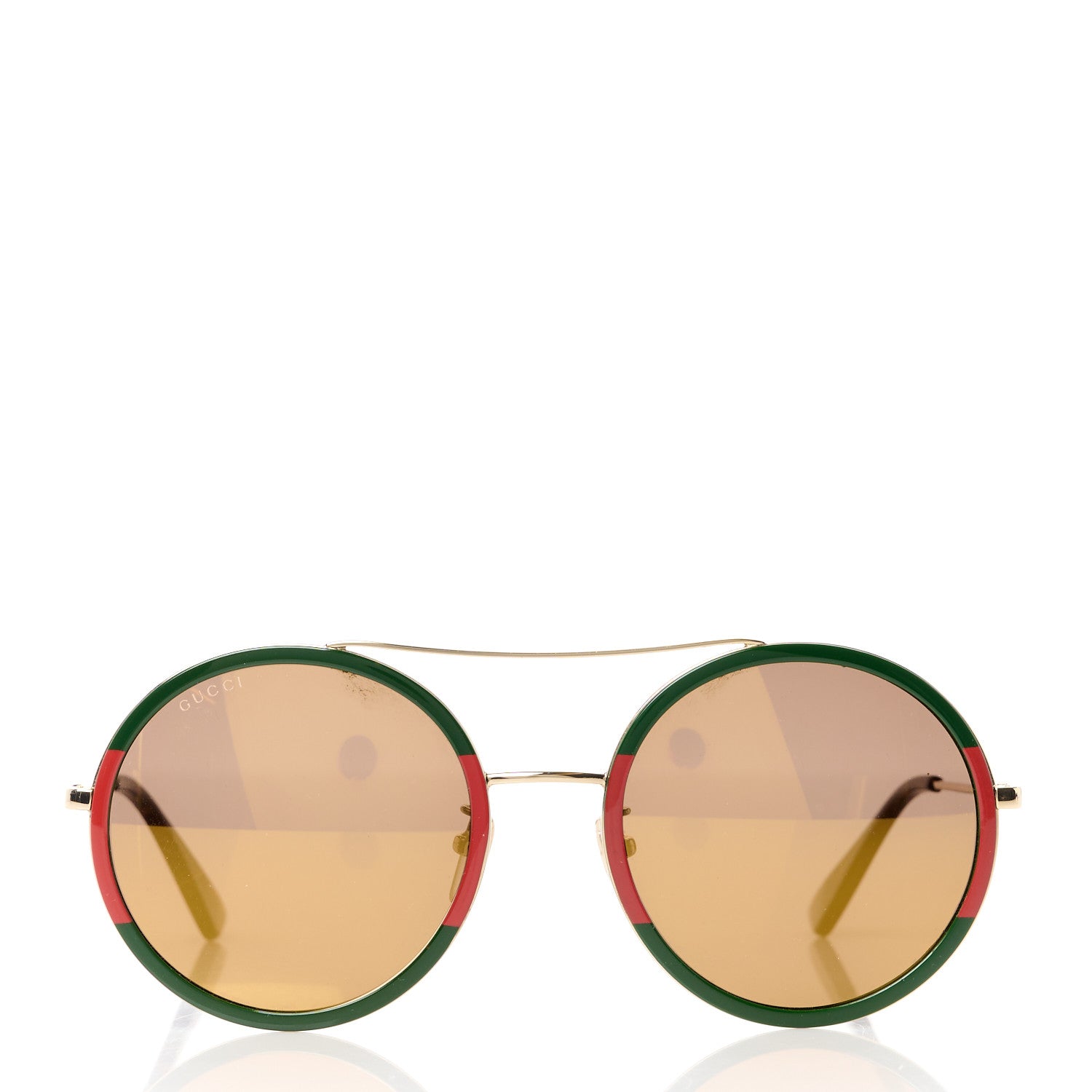 Gucci Metal Round Frame Sunglasses GG0061S Green Red 2 of 8