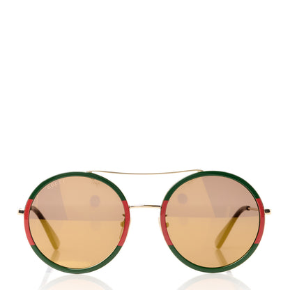 Gucci Metal Round Frame Sunglasses GG0061S Green Red 2 of 8