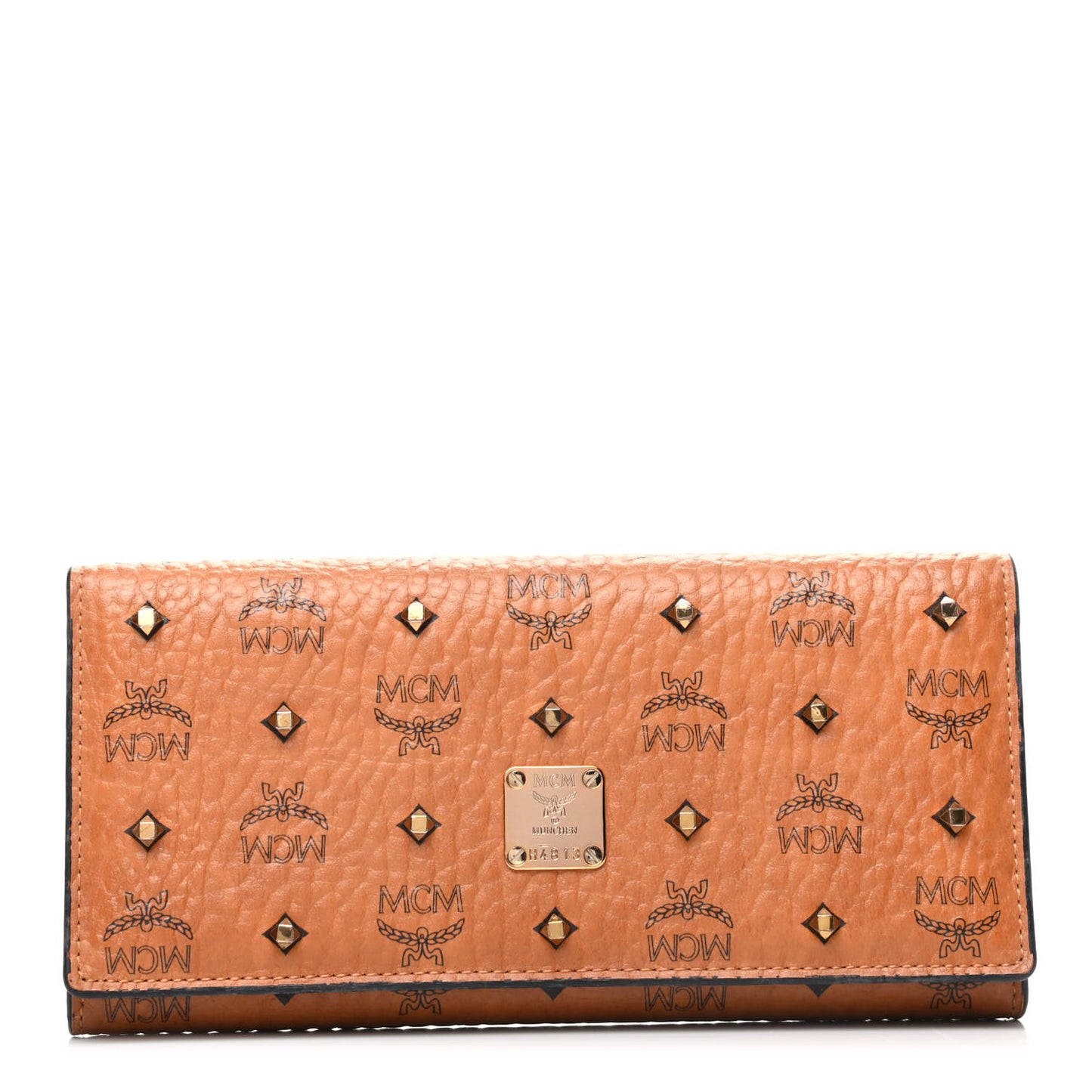 Visetos Studded Continental Flap Wallet Cognac