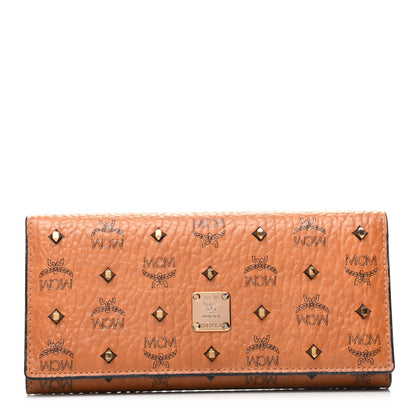MCM Visetos Studded Continental Flap Wallet Cognac 1 of 7