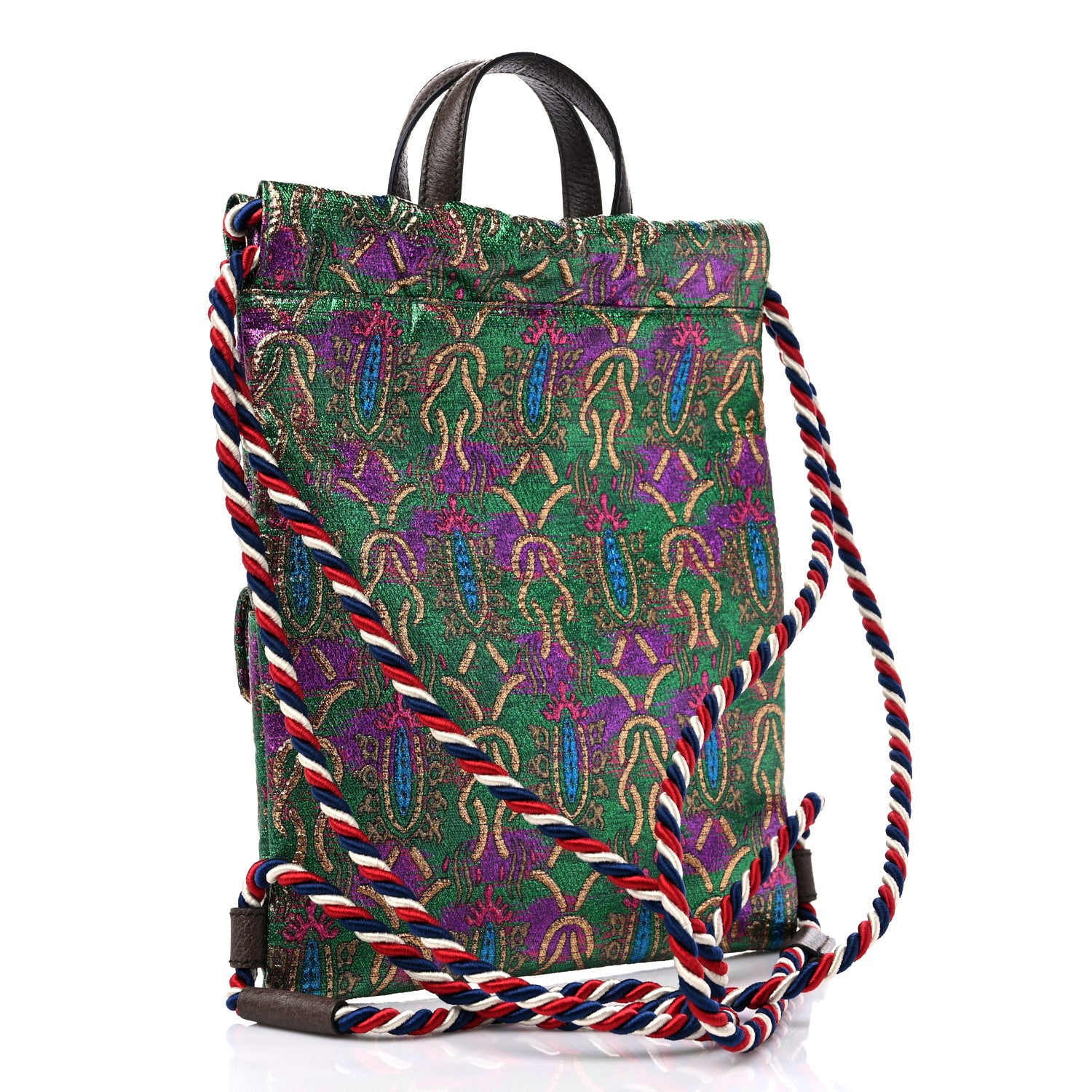 Gucci Brocade Animalier Bow Drawstring Backpack Multicolor 3 of 9