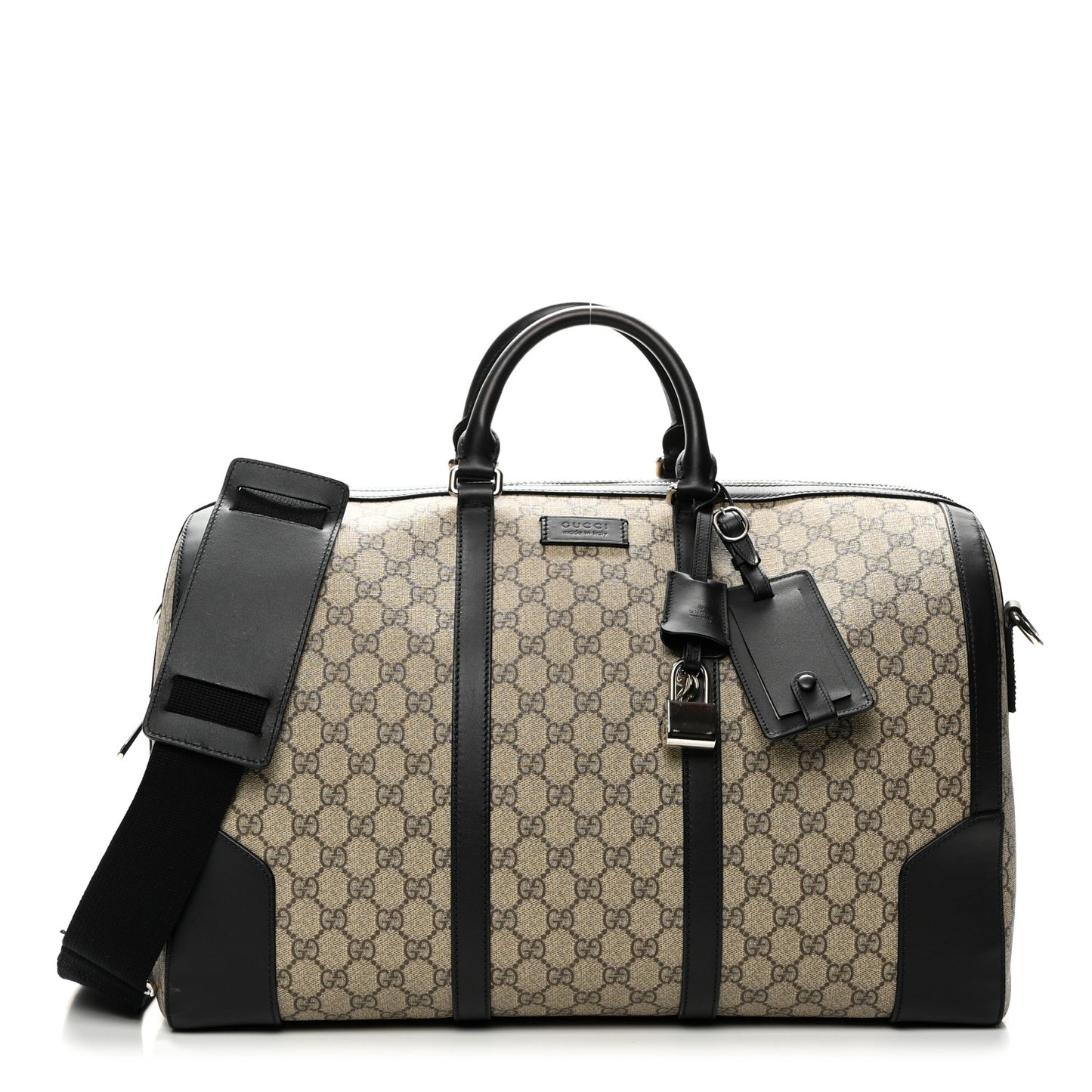 GG Supreme Monogram Selleria Calfskin Medium Duffle Beige Ebony Black