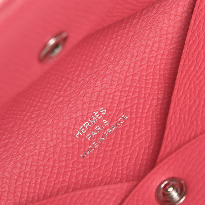 Hermes Epsom Calvi Card Case Rose Azalee 6 of 9