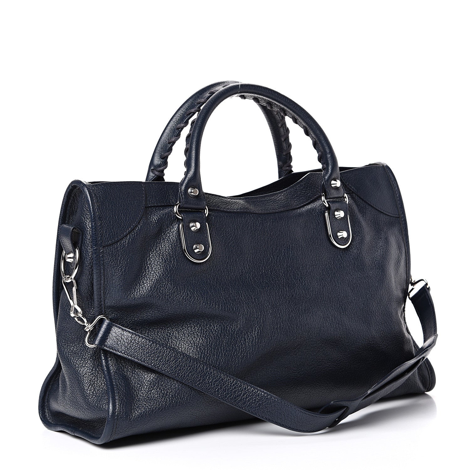 Balenciaga Chevre Silver Metallic Edge Hardware City Bleu Nuit Dark Sea 2 of 10