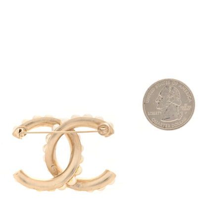 Chanel Pearl Twisted CC Brooch Light Gold White 2 of 4