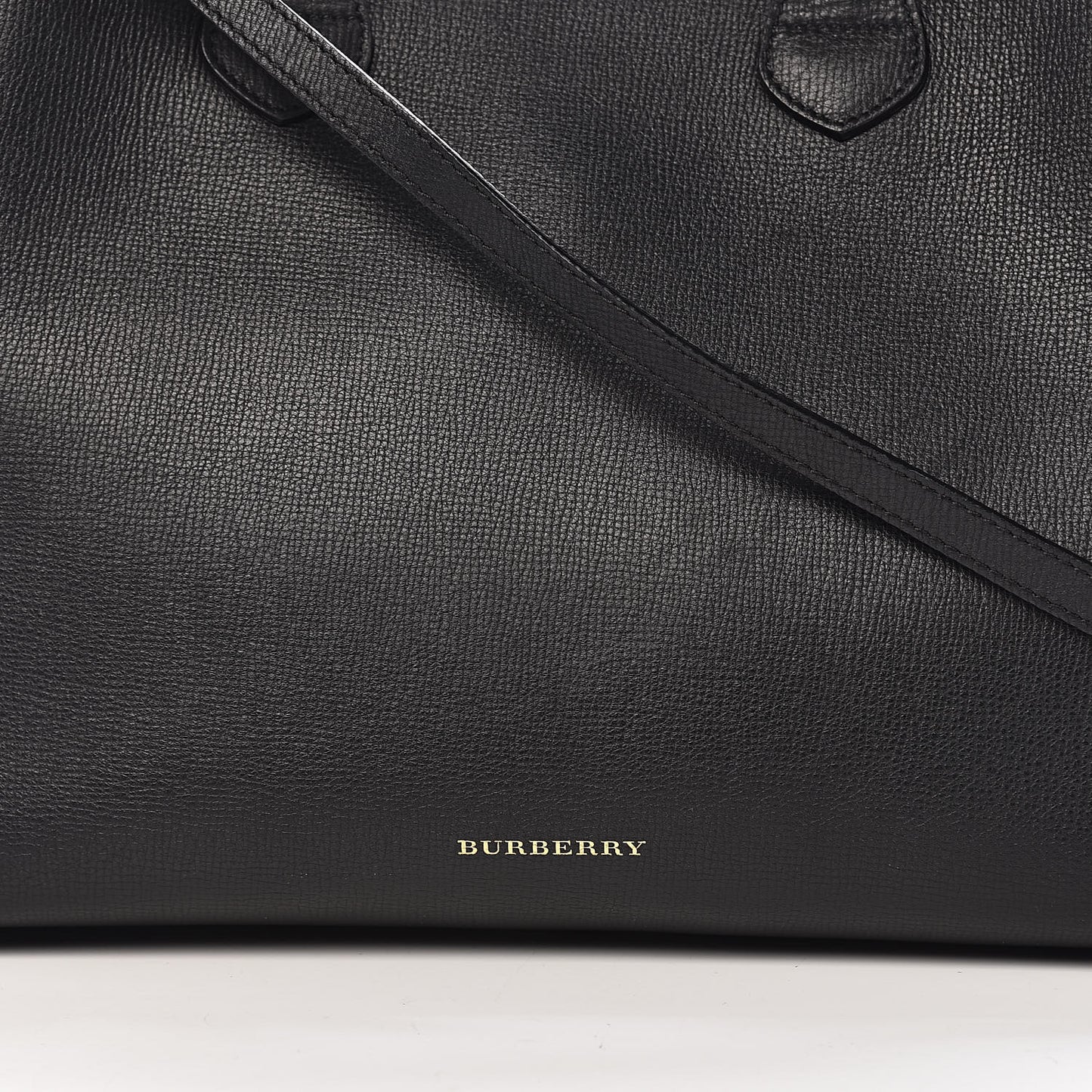 Grainy Calfskin House Check Large Banner Tote Black