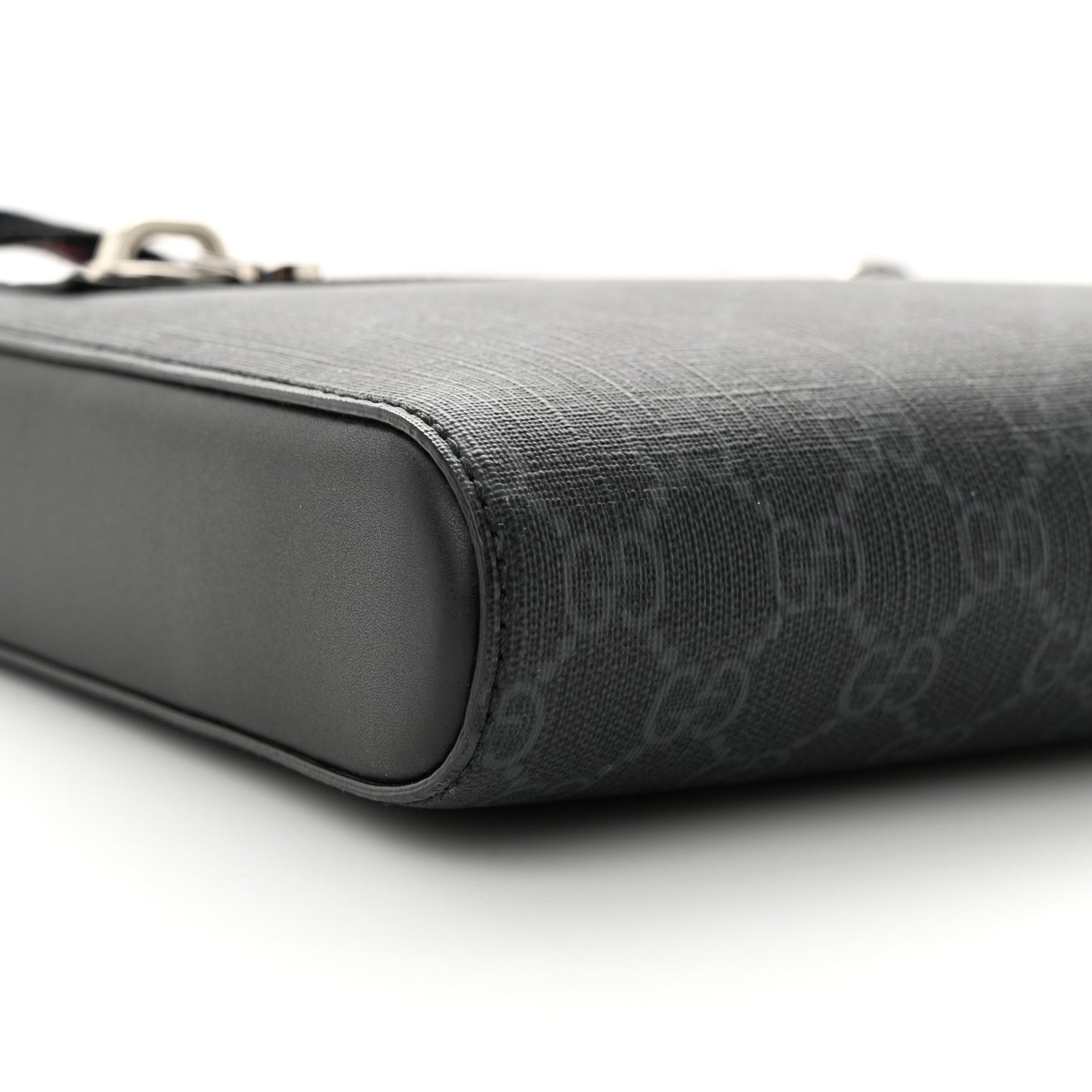 GG Supreme Monogram Web Small Flat Messenger Bag Black Grey