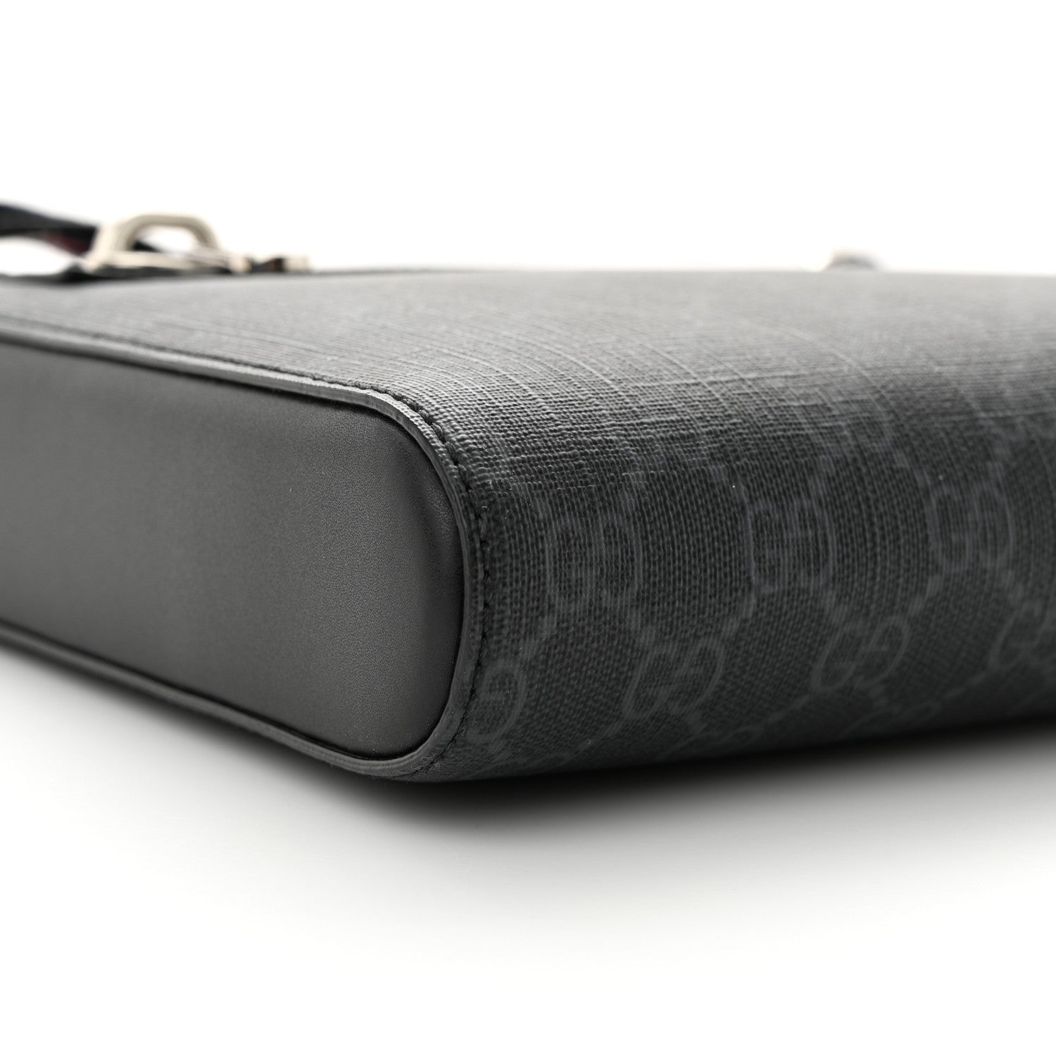 Gucci GG Supreme Monogram Web Small Flat Messenger Bag Black Grey 8 of 9