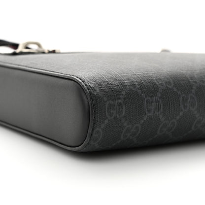Gucci GG Supreme Monogram Web Small Flat Messenger Bag Black Grey 8 of 9