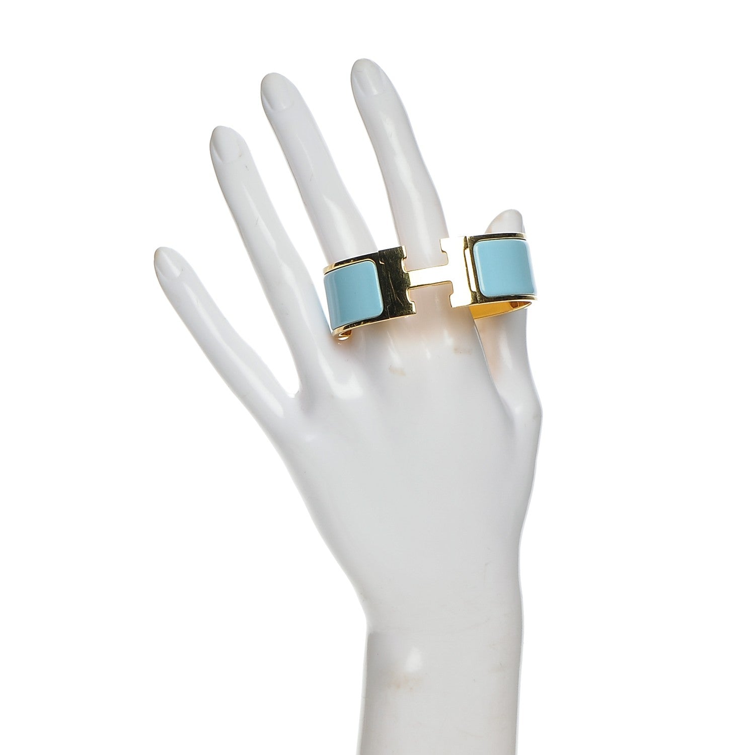 Hermes Enamel Wide Clic Clac H Bracelet PM Aigue Marine 2 of 6