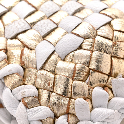 Prada Goatskin Woven Zip Clutch Oro White 9 of 11