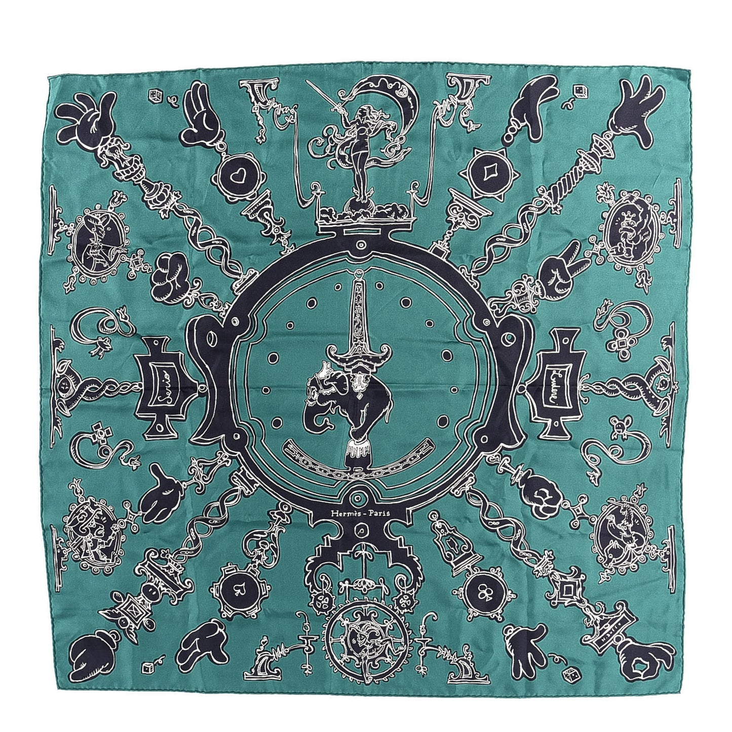 Silk Serio Ludere Scarf 90 Vert Black White