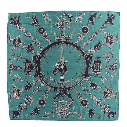 Hermes Silk Serio Ludere Scarf 90 Vert Black White 1 of 4