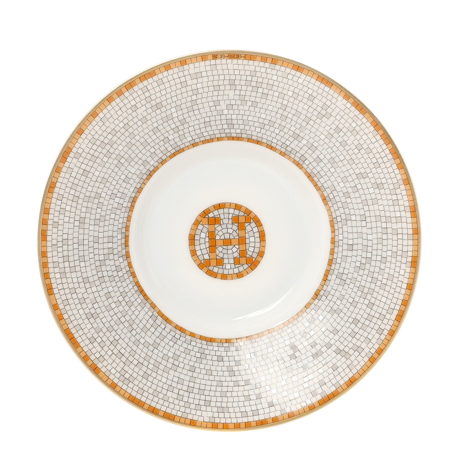 Hermes Porcelain Mosaique Au 24 Gold Coffee Cup and Saucer Set of 2 5 of 8