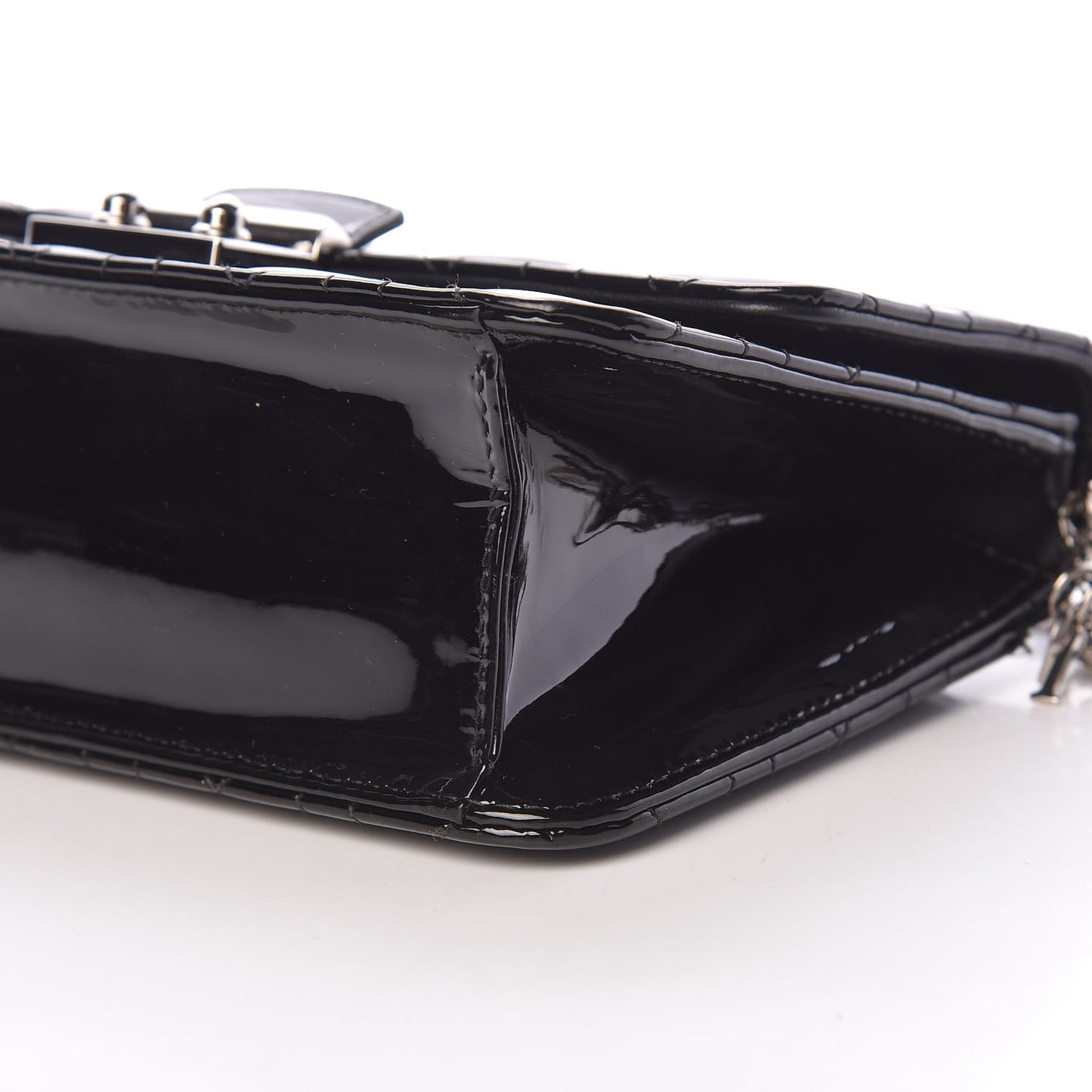Patent Cannage Miss Dior Promenade Pouch Black