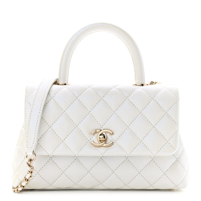 Chanel Iridescent Caviar Quilted Mini Coco Handle Flap White 1 of 9