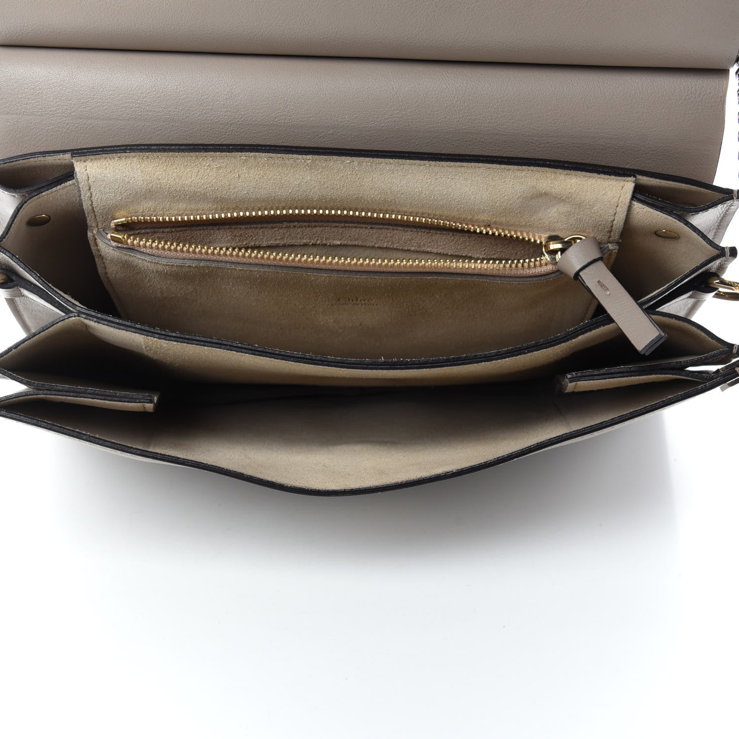 Chloe Calfskin Suede Medium Faye Shoulder Bag Motty Grey 5 of 10