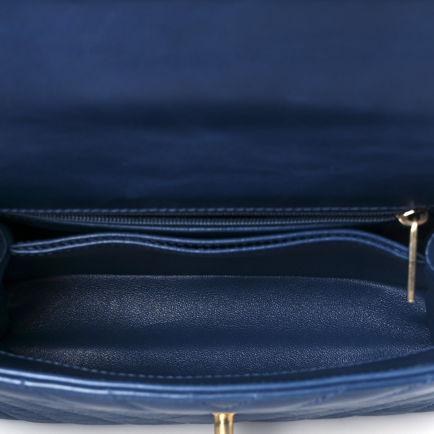 Calfskin Lizard Chevron Quilted Mini Coco Handle Flap Blue