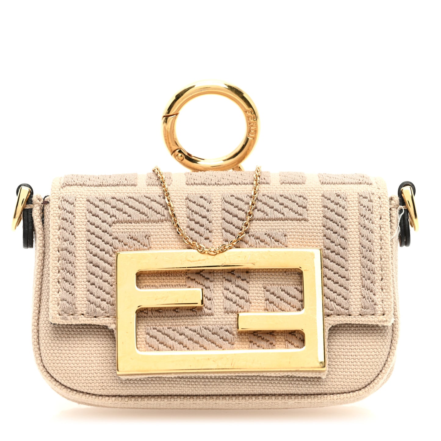 Canvas Vitello King FF Embroidered Nano Maxi Buckle Baguette Charm Nuvola