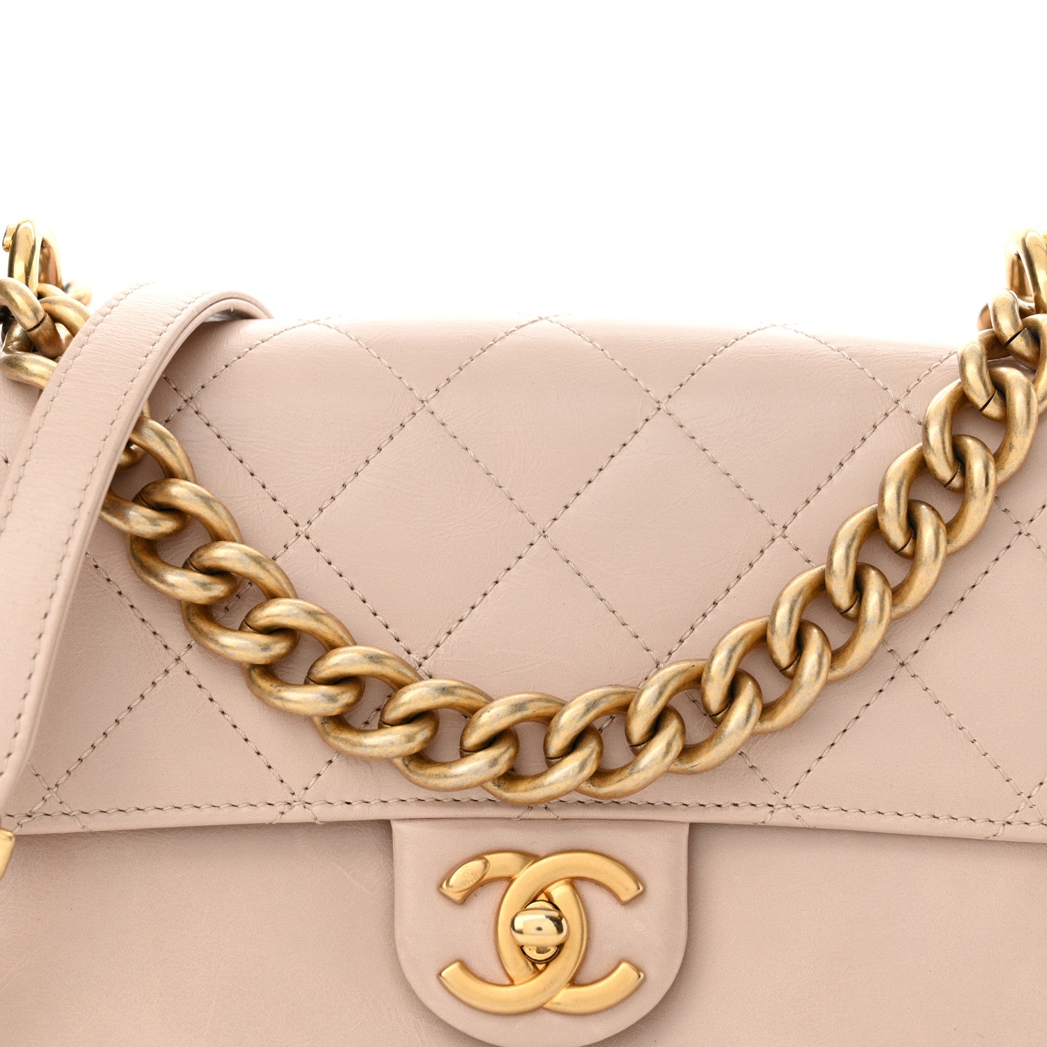 Chanel Glazed Calfskin Quilted Small Straight Lined Flap Beige 8 of 14