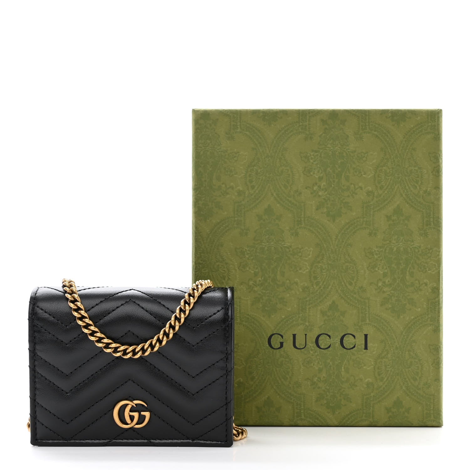 Gucci Calfskin Matelasse GG Marmont Mini Wallet On Chain Black 12 of 12