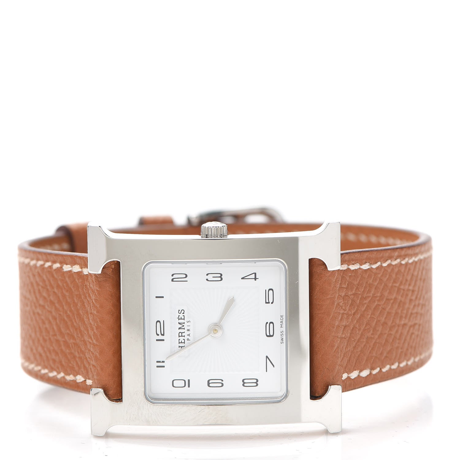 Hermes Stainless Steel Epsom 26mm Heure H Hour Quartz Watch Gold 2 of 5