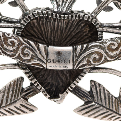 Gucci Metal Crystal Guccy Brooch Aged Silver 4 of 5