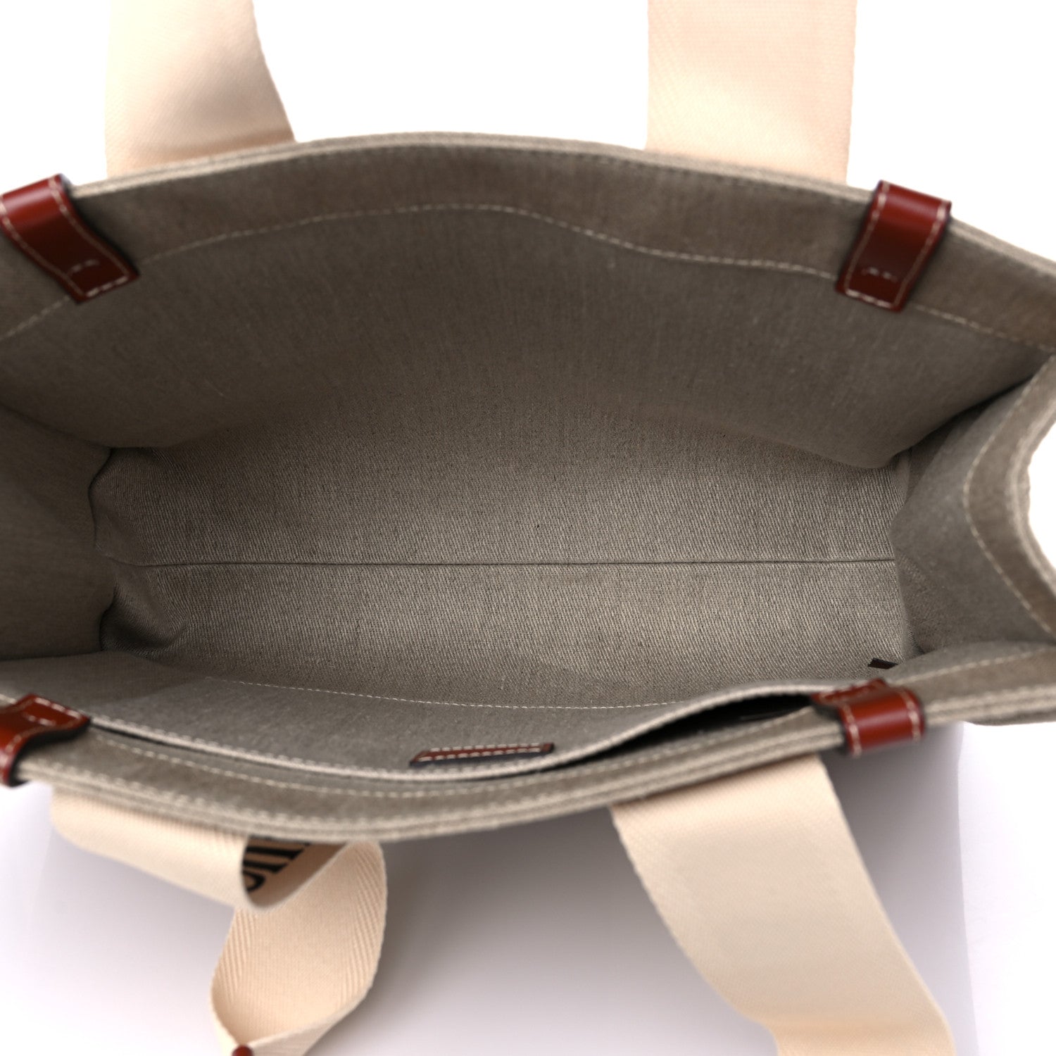 Chloe Cotton Calfskin Medium Woody Ribbon Tote White Brown 5 of 10