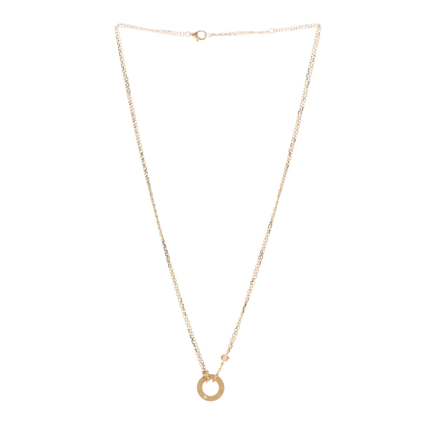 18K Yellow Gold 2 Diamond LOVE Necklace