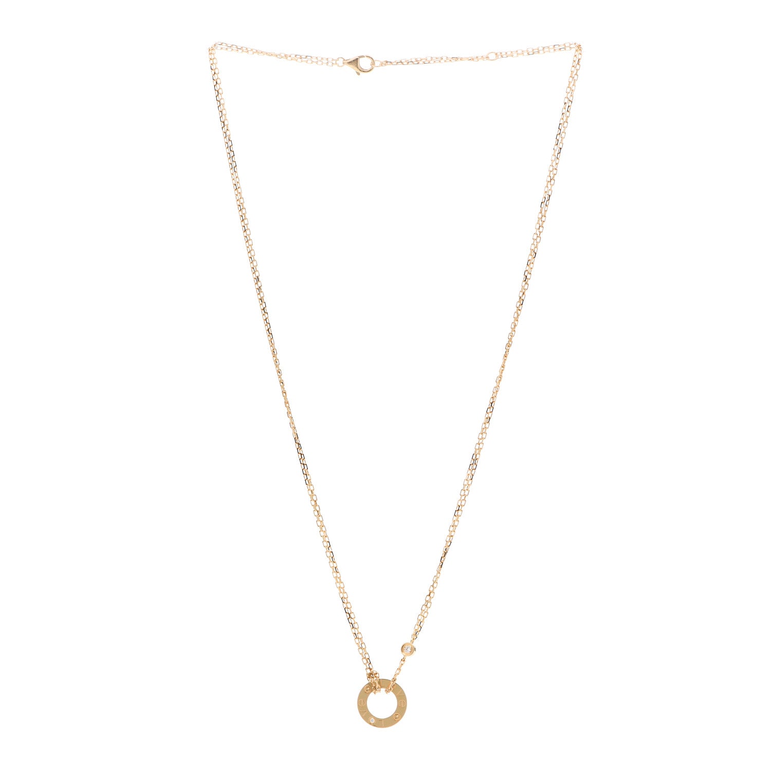Cartier 18K Yellow Gold 2 Diamond LOVE Necklace 3 of 6