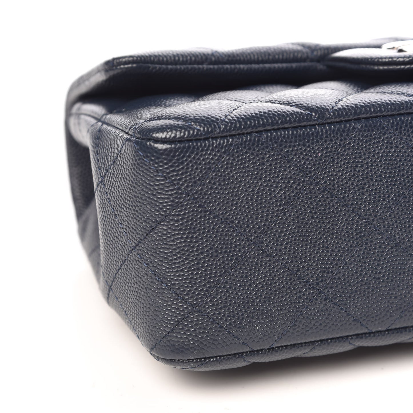 Caviar Quilted Mini Rectangular Flap Navy