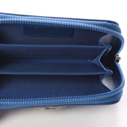 Chanel Caviar Quilted Boy Zip Around Coin Purse Wallet Dark Blue 7 of 10