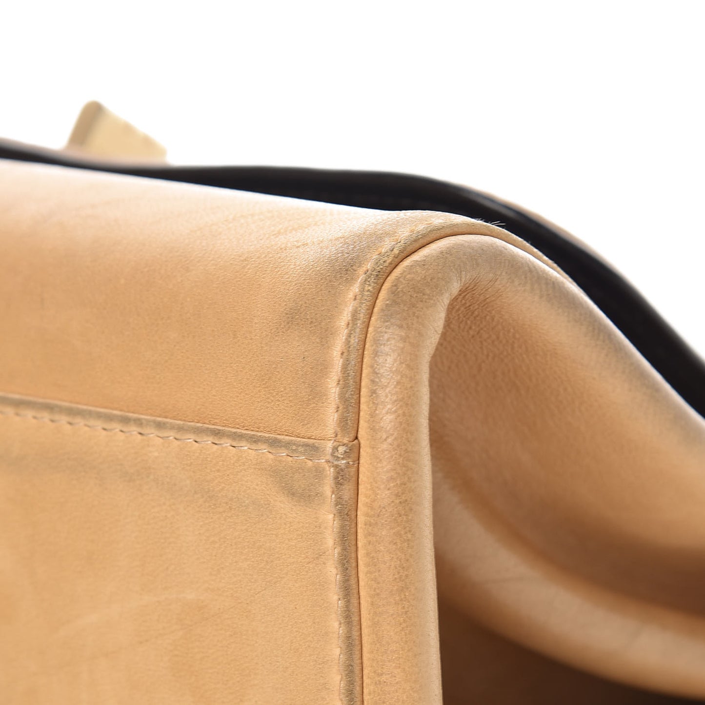 Lambskin Chocolate Bar Accordion Flap Beige