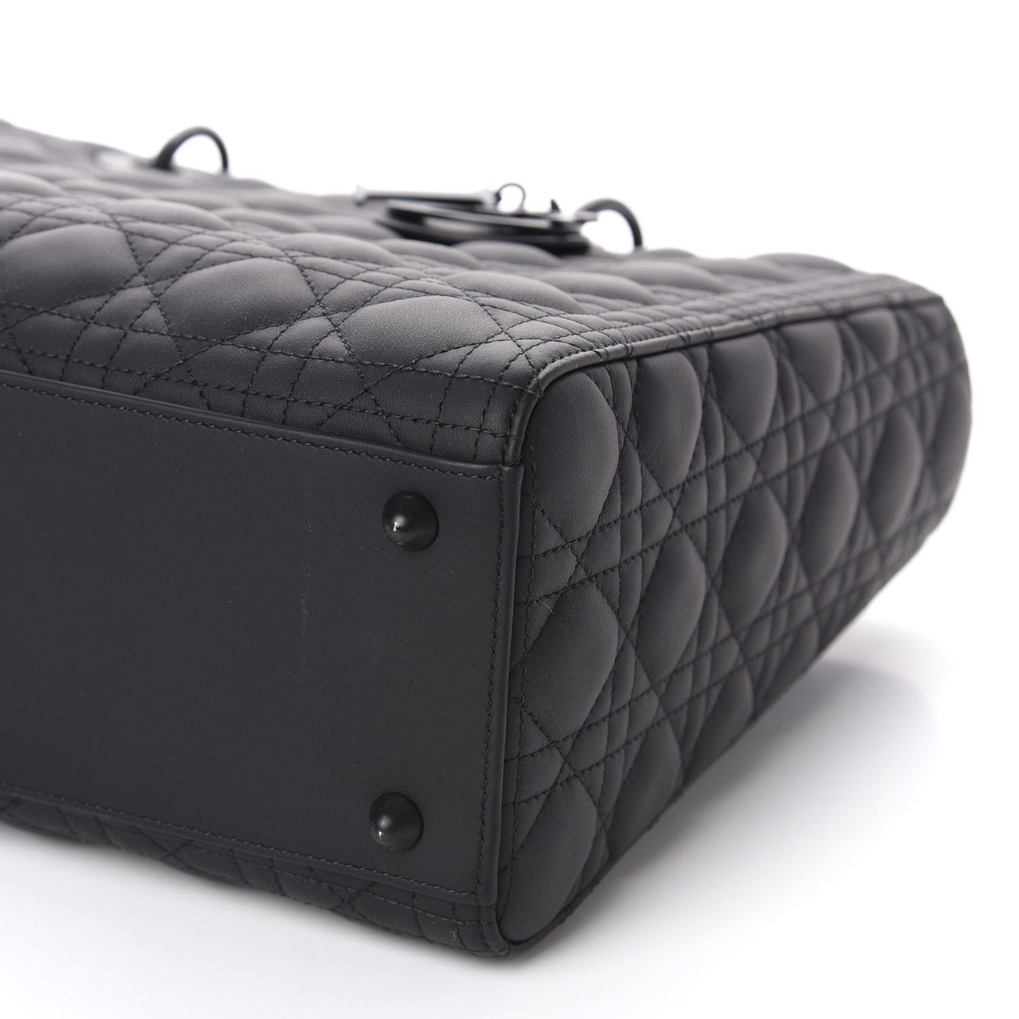 Ultra Matte Calfskin Cannage Large Lady Dior Black
