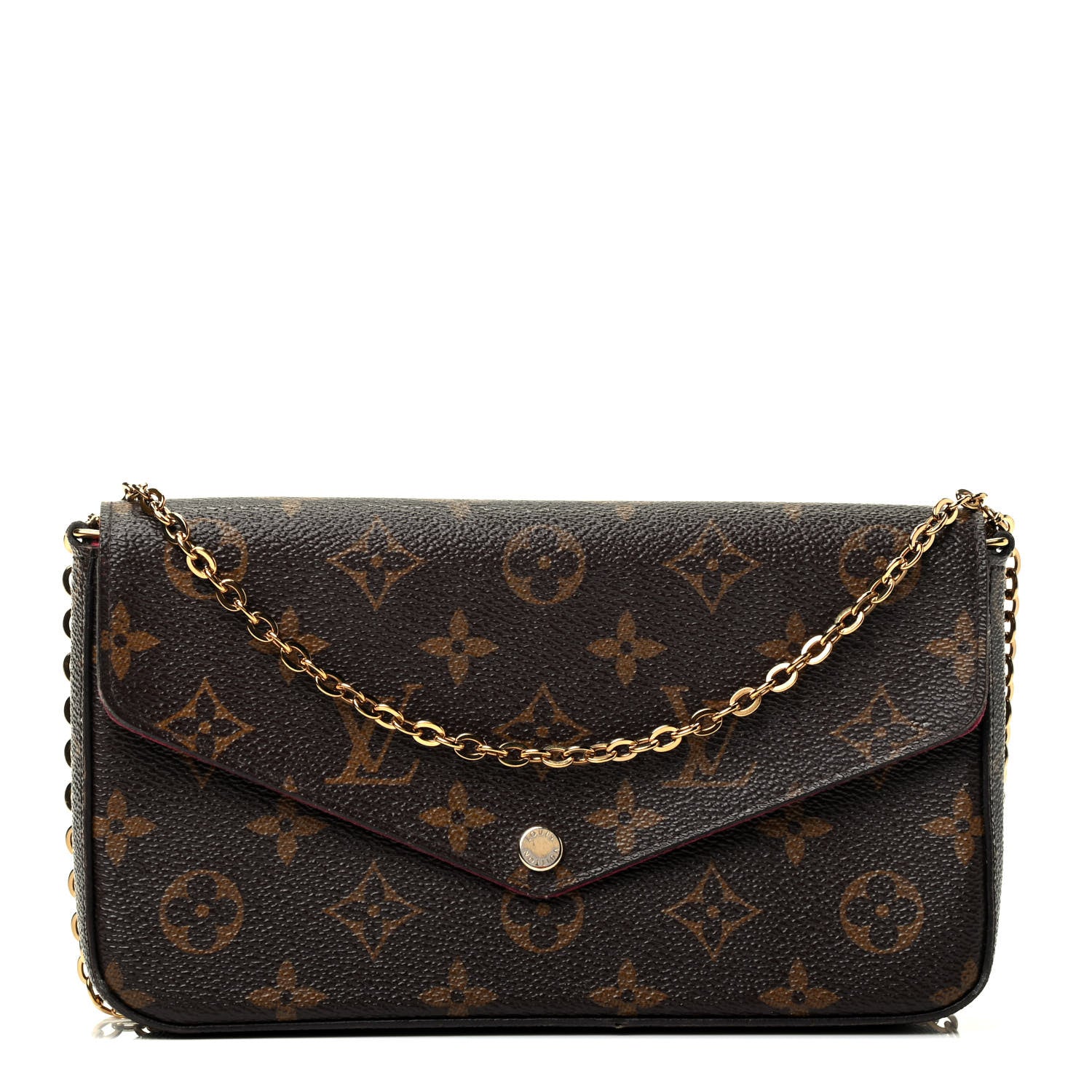 Louis Vuitton Monogram Pochette Felicie Chain Wallet Fuchsia 1 of 5
