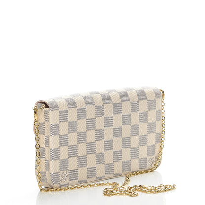 Louis Vuitton Damier Azur Pochette Felicie Chain Wallet Rose Ballerine 3 of 10