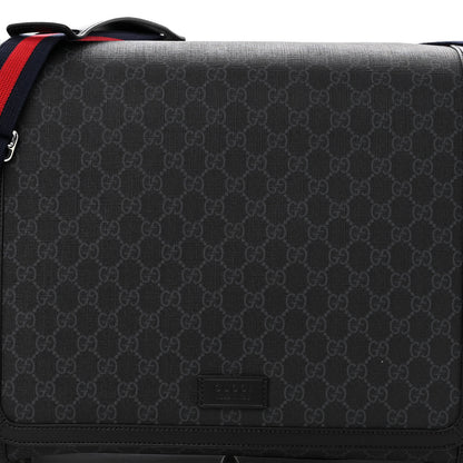 Gucci GG Supreme Monogram Web Messenger Diaper Bag Black Grey 8 of 10