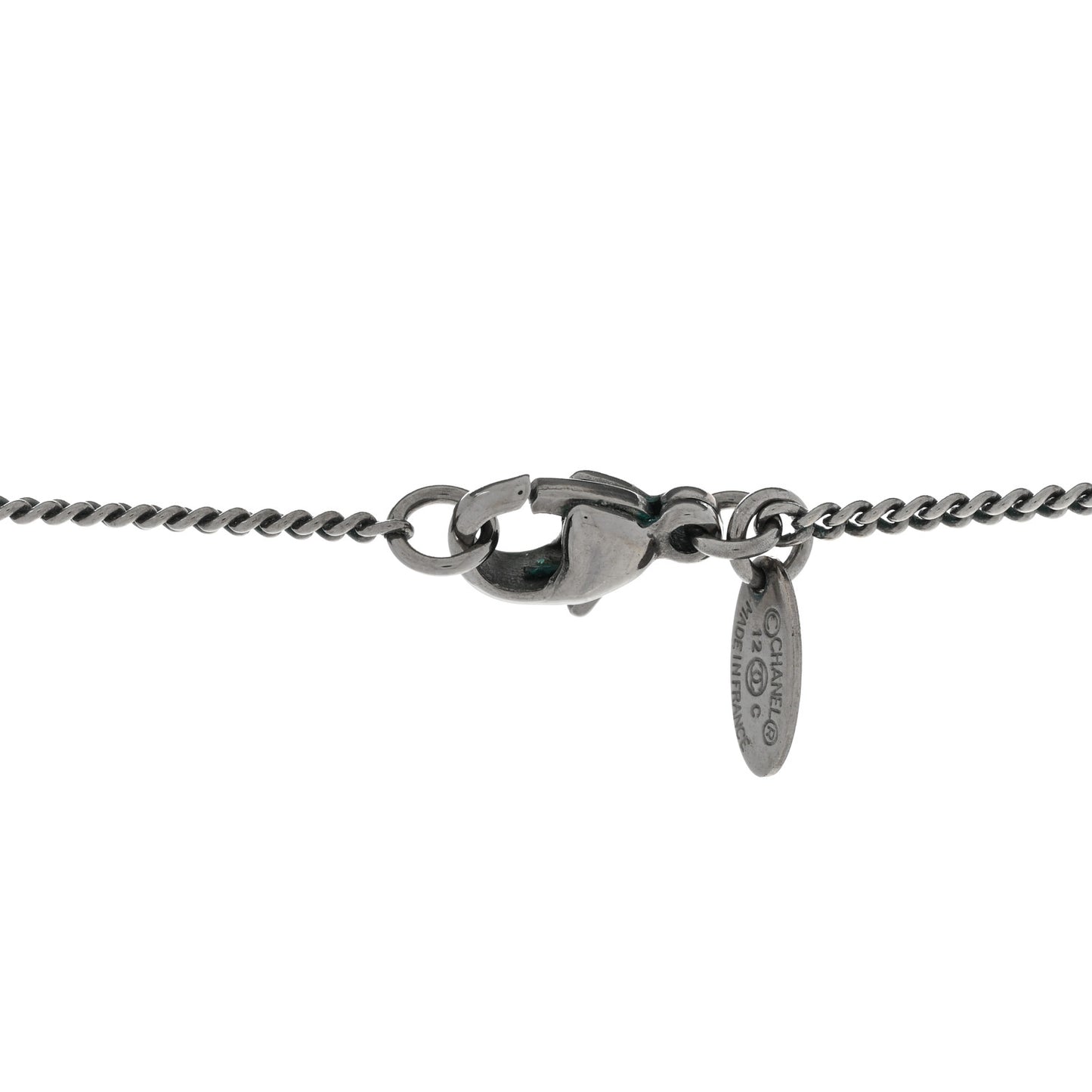 Crystal Large CC Necklace Ruthenium Black