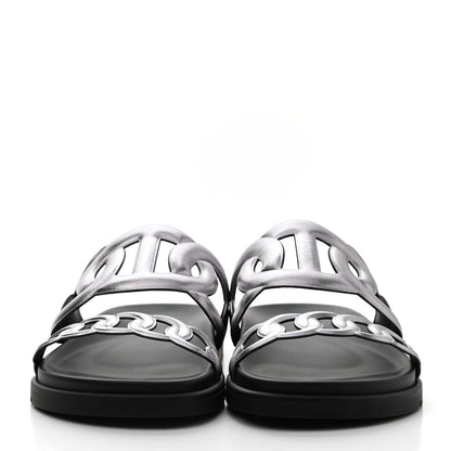 Hermes Nappa Extra Sandals 38 Gris Argent 2 of 9