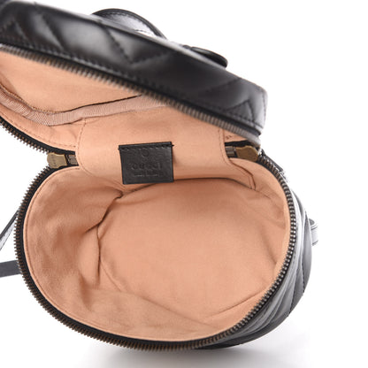 Gucci Calfskin Matelasse Mini GG Marmont Round Backpack Black 5 of 10