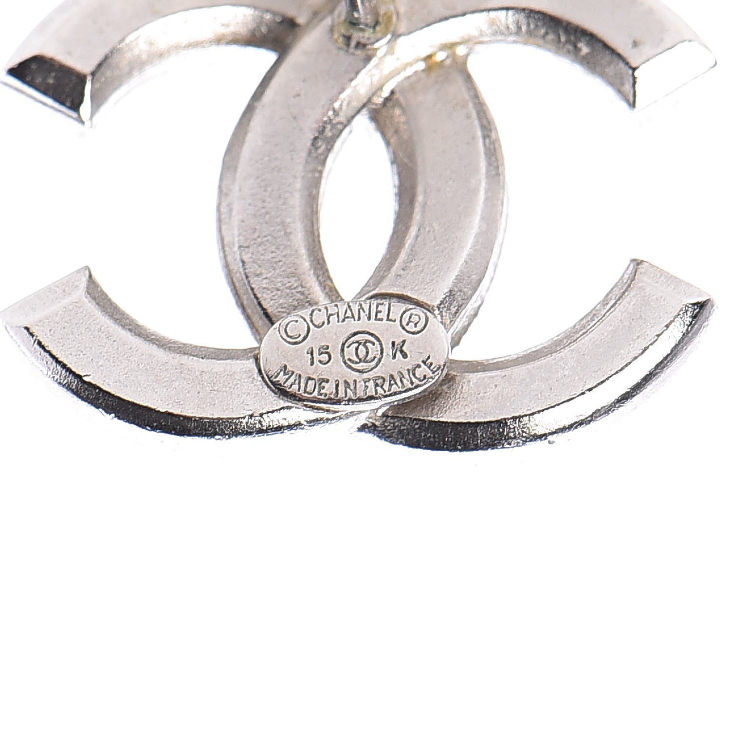 Chanel Baguette Crystal CC Earrings Silver Black 3 of 5